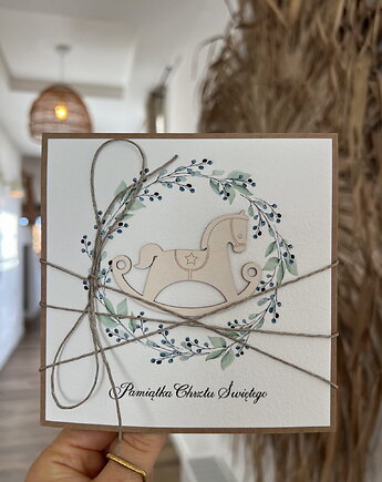 Wyjątkowa ręcznie robiona kartka na chrzest od matki chrzestnej, ojca, dziadk, sorte