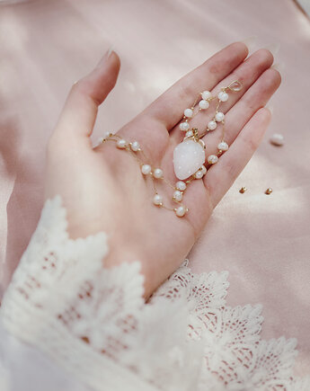 Naszyjnik Straberi, perły, kamień księżycowy, Okruszek Biżuteria