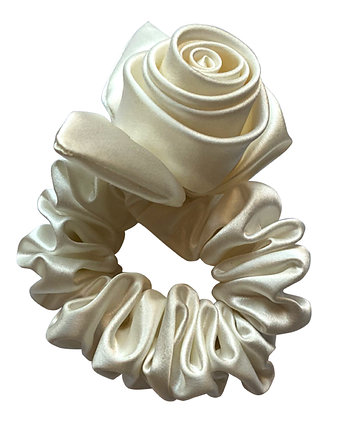 Jedwabna gumka do włosów Rosie white, OKAZJE - Prezent na Walentynki