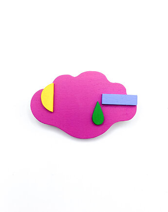 Broszka drewniana -  Fuksjowa Chmurka, SZLIFY