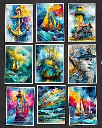 Morska Przygoda - zestaw 9 grafik, JBJart Justyna Jaszke