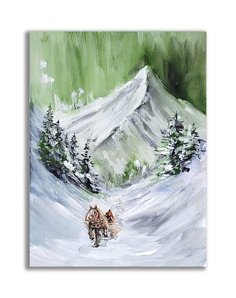 Obraz ręcznie malowany "Zima w górach", Galeria Alma