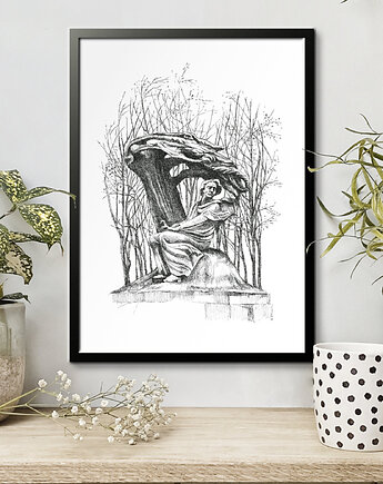 Pomnik Fryderyka Chopina. Grafika art.print, beata sketches