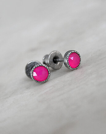 Kolczyki z agatem fuksja, srebro, Pastelove Jewelry