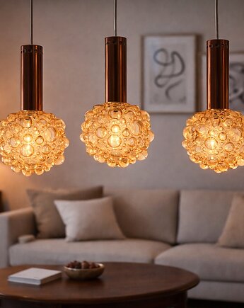 Komplet 3szt Lampa wisząca HELENA TYNELL szkło bursztyn , Strzecha