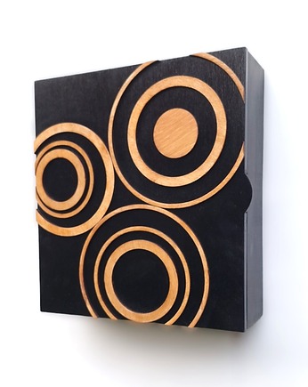 Szafka na klucze -  geometryczny ornament - drewniany organizer na klucze, Clock Wood Studio