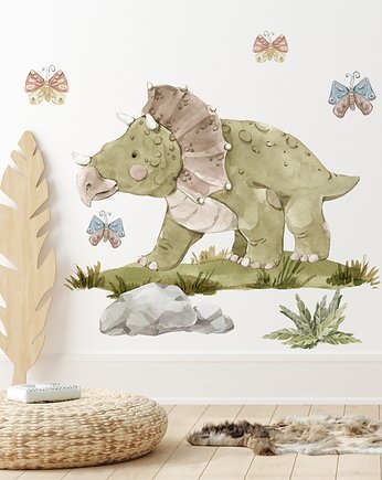 Naklejka na ścianę dinozaur triceratops stojący nalepka do pokoju dziecka, Fotobloki and decor