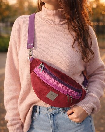 Bordowa nerka damska z weluru Puebla, sabi tatka