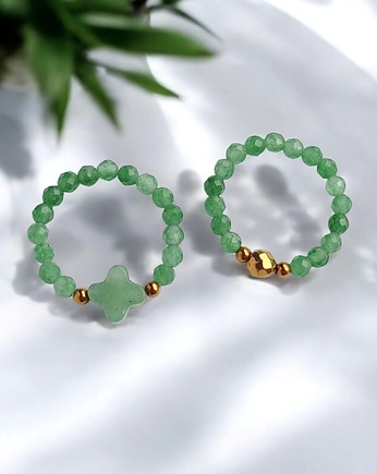 Zestaw pierścionków : marokańska koniczynka, awenturyn, kaktusia