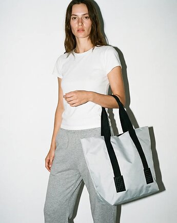 Torba shopper Lortido jasnoszara kieszonka uchwyt na klucze  zamek, Oskar Perek