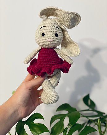 Prezent krolisia na roczek,urodziny, chrzest święty, babyshower, mikołaj, HANDMADE crochet by Klaudia