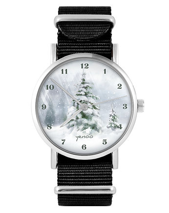 Zegarek - Zimowy, choinka - czarny, nylonowy, yenoo