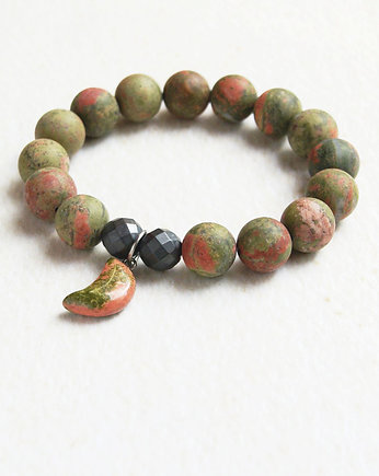 Księżycowa bransoleta : unakit : księżyc, kaktusia