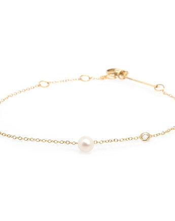 Bransoletka ozdobiona cyrkoniami i perłami- srebro 925 pozłacane, Coccola JEWELLERY