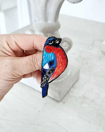 Broszka GIL 4 ręcznie haftowana przypinka polskie ptaki, HAART