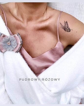 Kwiatowa Kolekcja z tiulowym kwiatkami  3d, Pudrowy Różowy