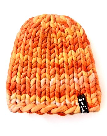 Czapka Beanie 100% organiczna wełna merino, PANAPUFA