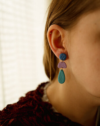 Wiszące kolczyki łańcuszki z fakturą, Dwie Gliny