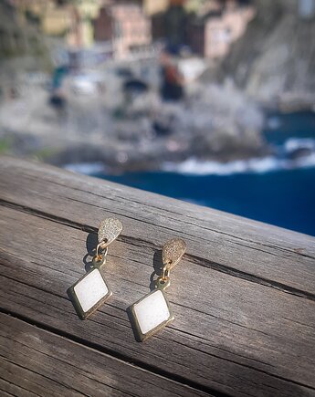Białe kolczyki Dolci, Figa handmade accessories