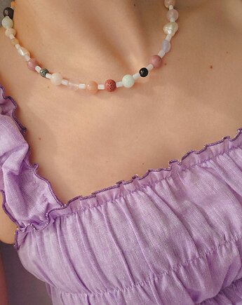EARTH Naszyjnik RHEI z kamieni naturalnych lawa Chocker Kolorowy