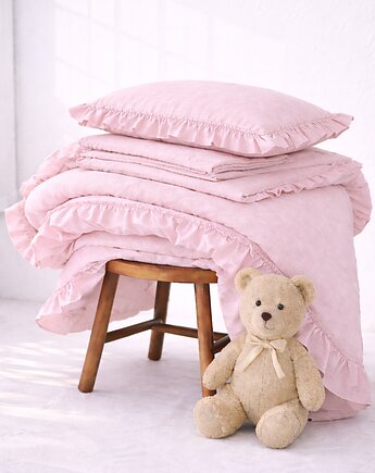 Lniana pościel dziecięca z falbanką - jasny róż, Linen House