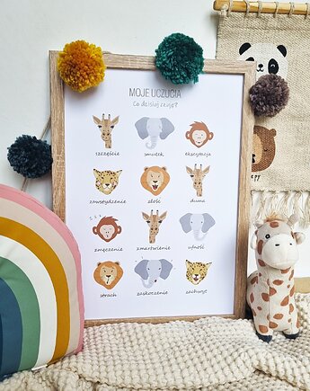 Moje uczucia Safari - plakat edukacyjny emocje, happykidsprints