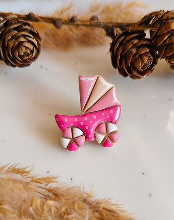 Pin wózek, baby shower, akcesoria na chrzciny, dla przyszłej mamy, boho, Dary Rusałki