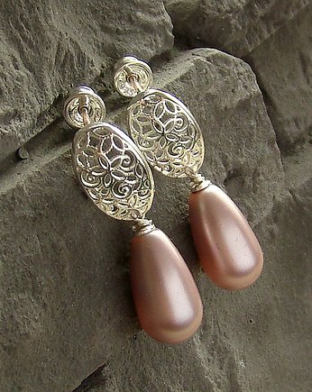 Kolczyki Swarovski Perły romantycznie - Rose, RayOfArt