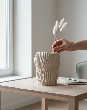 Wazon na kwiaty w kolorze białym, japandi style, minimalistyczne wnętrze,, umi ceramika