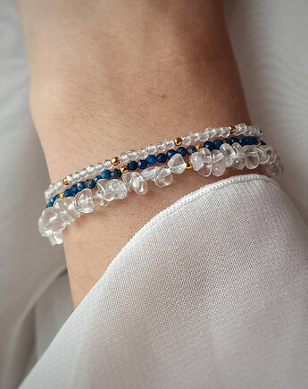 Zestaw Trzech Bransoletek z zapięciem - Kryształ Górski i Lapis Lazuli, Bring Biżuteria