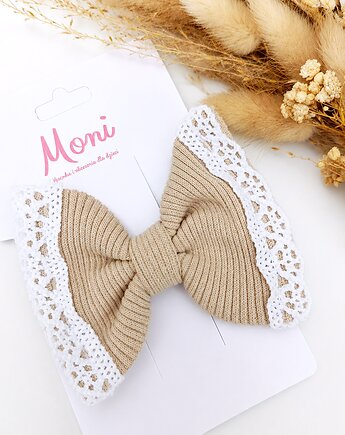 Spinka do włosów Lace Bow, kokarda z koronką - beżowy, Moni Made of Natural Individuality