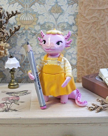 Figurka Aksolotla i Wydry z ramką, Qletta Clay