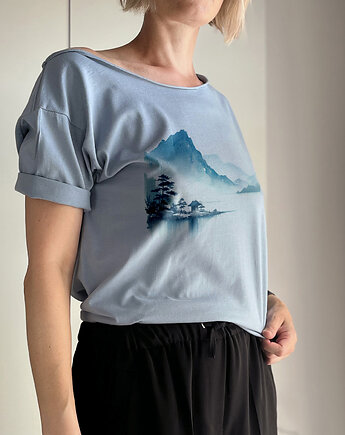 Jezioro góry japoński krajobraz Bladoniebieski Oversize, ONE MUG A DAY