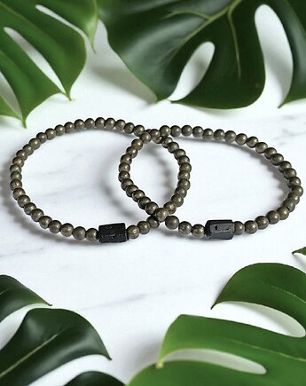 KOMPLET dla PARY : piryt & czarny turmalin, kaktusia