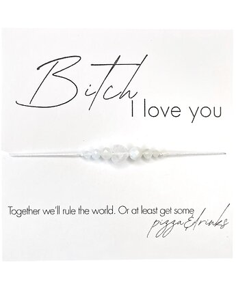 Bi.ch I love you Bransoletka z kamieni Księżycowy, Kryształ górski, karolina kosior
