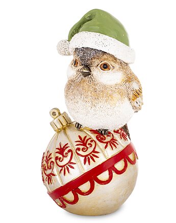 Dekoracja - ptaszek na bombce UCCELLlNO w zielonej czapce, MIA home