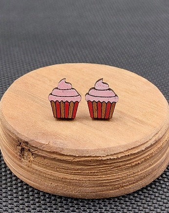 Kolczyki drewniane BABECZKI RÓŻOWE, SIAMIL ART