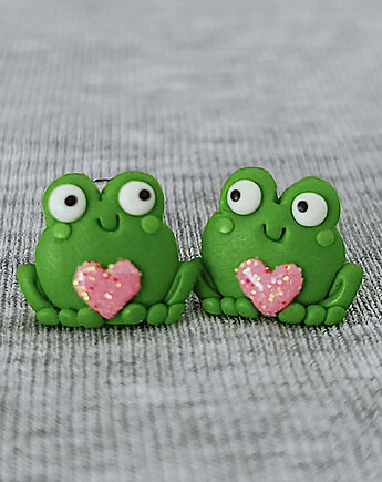Kolczyki żabki z serduszkiem, OMIFIMO