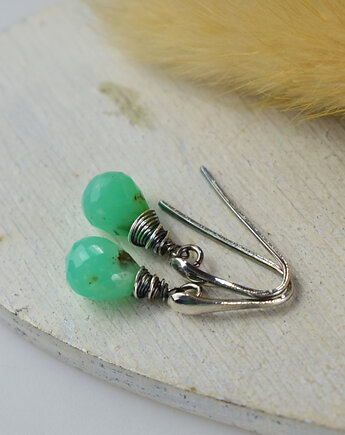 Chryzopraz krople - srebrne kolczyki, Sunflower Kornelia Kubinowska