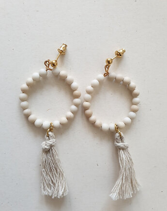 Kolczyki chwosty WĘZŁY kółka kamień rzeczny, modesign