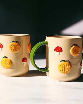 Ceramiczny kubek w dynie i muchomory 300 ml, Naturalnie, Z Gliny