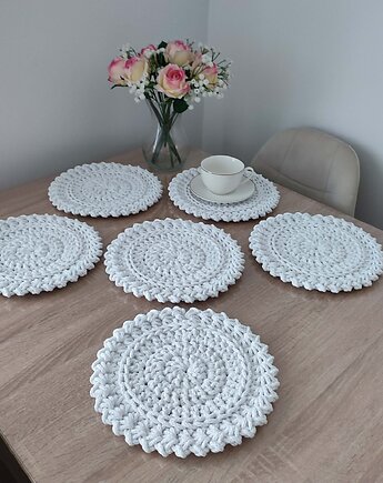 Komplet podkładek szydełkowych ze sznurka 6szt-26cm, MISZ MASZ Dorota Tyszko