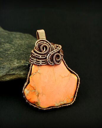 Jaspis cesarski wisiorek wire wrapping, Blue Pearl Art