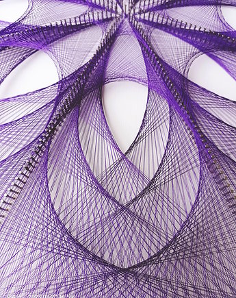 Rozeta #2 fioletowa, obraz String Art,mandala, P.A.rt