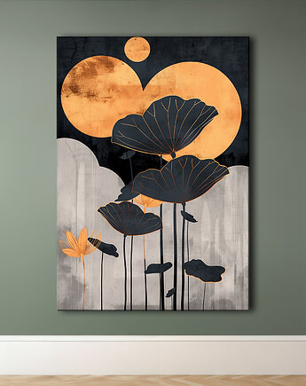 Lotus - Obraz na płótnie - Druk Blejtrama - Chiński Orient, Zen #70, Black Sapphire Art