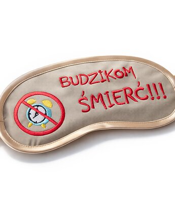 OPASKA Beżowa bawełniana haftowana Budzikom śmierć PREZENT, Wyszywane