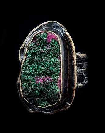 Pierścionek Malachit włóknisty z kobaltokalcytem, Pracownia Neores