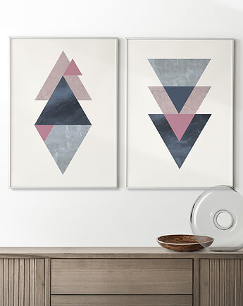 Nowoczesny zestaw 2 geometrycznych plakatów/grafik, skandynawski styl., Grawisfera