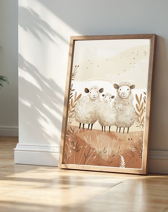 Plakat Wesołe Owieczki Plakat Na Ścianę Dla Dzieci, Magnetyczne Studio