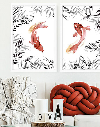 Plakat Zestaw Karpie koi w minimalistycznym stylu, Harvest Maison